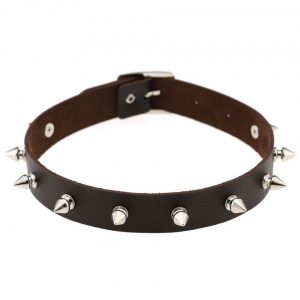 Spike Choker - DK BROWN Punk Rock Spike PU Leather Choker Collar