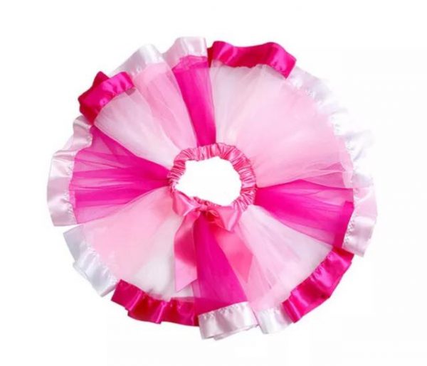 ADULT RIBBON TUTU – Fuchsia Pink, Lt Pink and White