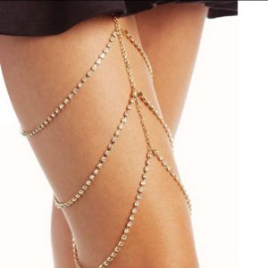 Leg Chain - GOLD Rhinestone leg chain