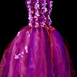 CUSTOM MADE Child Tutu Gown – Girls Purple/Pink floral Princess Sparkle Tutu Gown