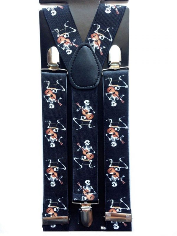 SUSPENDER - Y-Shape Clip-on 1" Suspenders - Halloween Skeleton