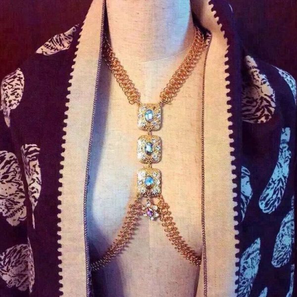 Body Chain - Harness Crystal Choker Pendant Body Chain Waist Necklace