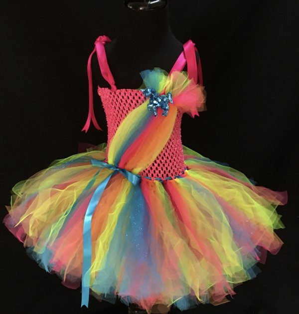 CUSTOM MADE Child Tutu Dress – Girls Extra Fluffy Tutti Fruitti Tutu Dress -Fits 3-5yrs