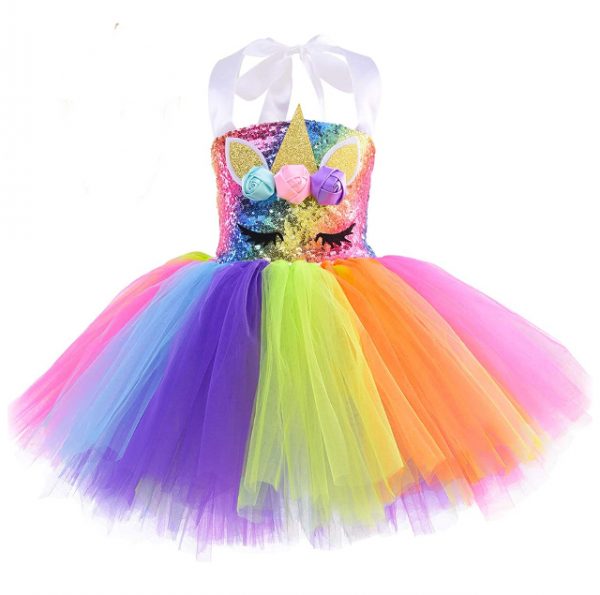 Unicorn Dress Rainbow Sequin  - SIZE: 5-6