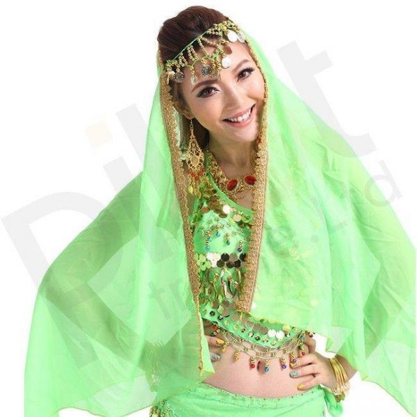 Lime Green Belly Dance Dancing Costume Chiffon Shawl Veil Scarf