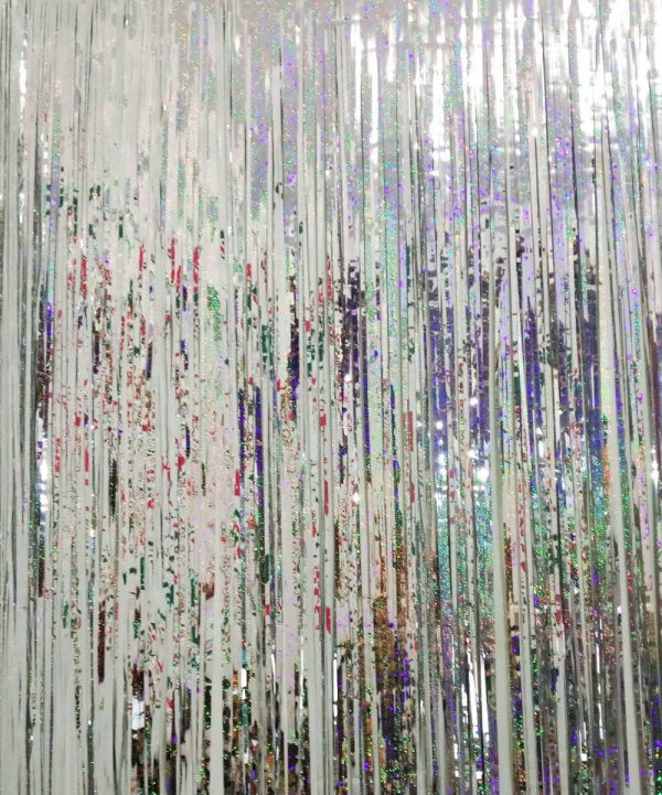 Tinsel Foil Fringe Curtains - 3.2 ft x 9.8 ft SHINY SILVER - Image 7