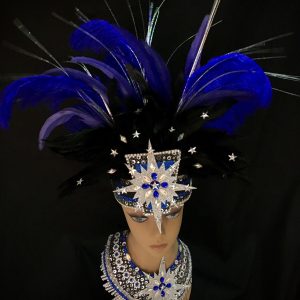 Midnight Explosion Carnival Feather + Rhinestone Head and Collar Piece Set