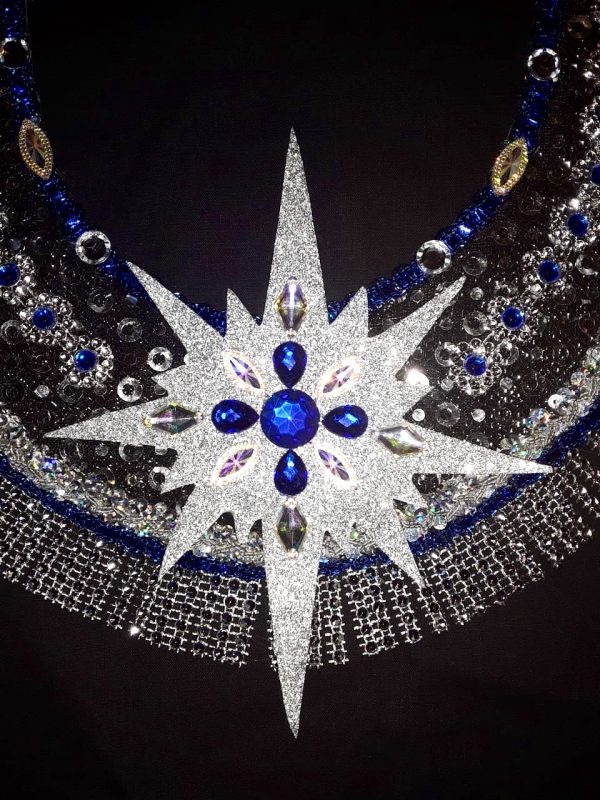 Midnight Explosion Carnival Feather + Rhinestone Head and Collar Piece Set - Image 5