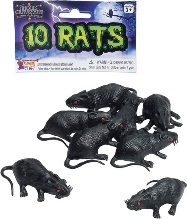 HALLOWEEN DECORATION - BUGS/INSECTS - Rat Prop Set Of 10 SMALL RATS