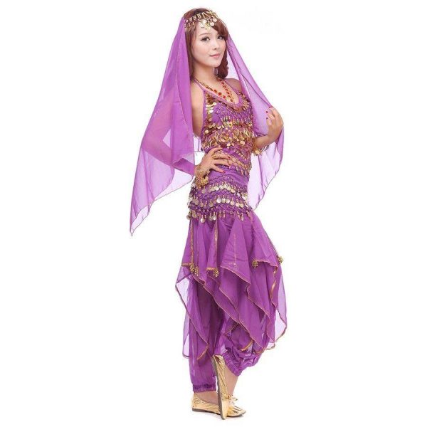 Belly Dance Costume Set (PURPLE) 4 Pcs - ONE SIZE