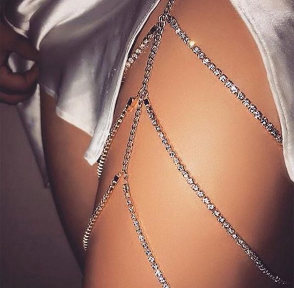 Leg Chain - SILVER Rhinestone leg chain