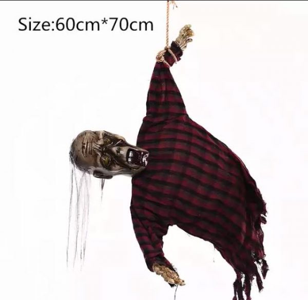 HALLOWEEN DECORATION - Scary Animated Hanging One Arm Zombie RED SHIRT