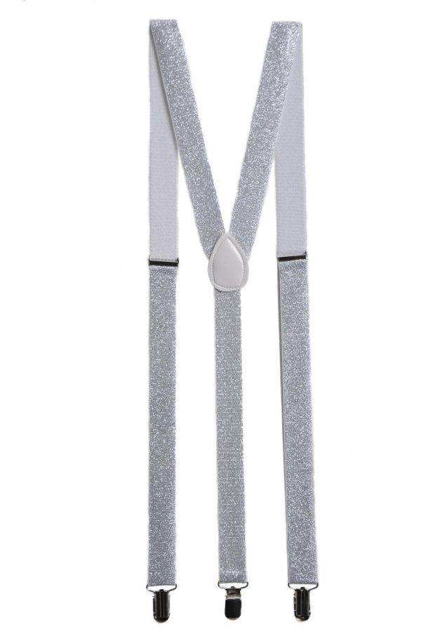 SUSPENDER - Y-Shape 1/2" Skinny SILVER