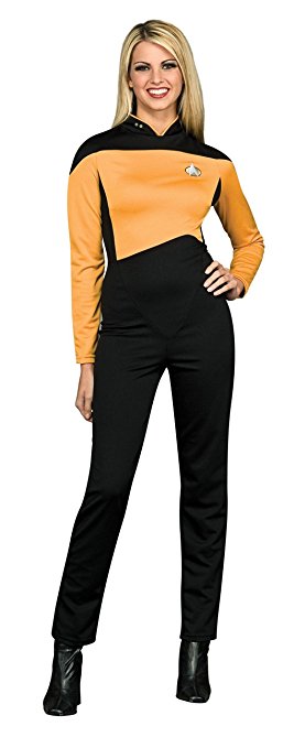 Star Trek The Next Generation Woman's Deluxe GOLD Jumpsuit, Adult SMALL