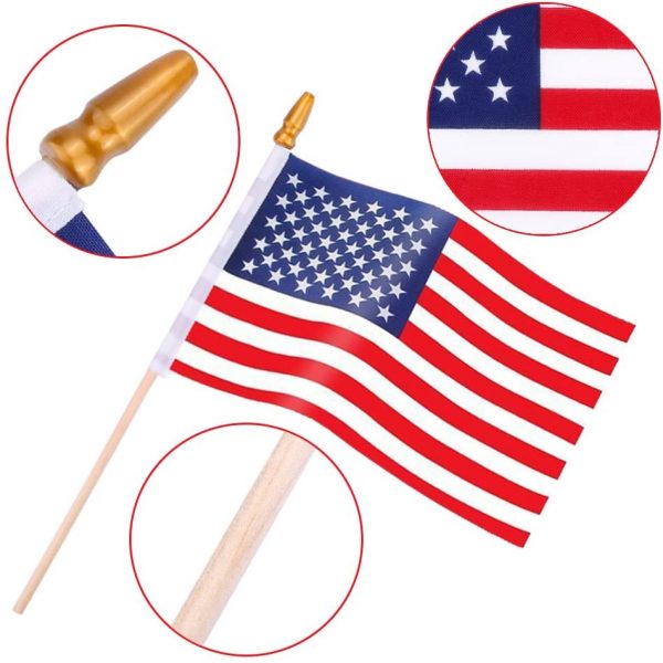 4th of July - Patriotic wooden Stick American Flags  4" x 6" - Image 3