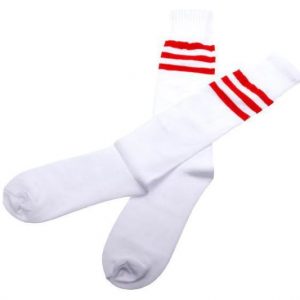 SOCKS - Football Socks - White with Red Stripes