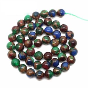 NECKLACE - 10MM Multi-Color Cloisonne Natural Stone Beads