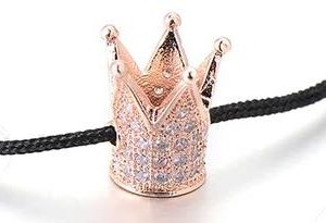 SPACER BEADS - 10mm Copper crown ROSE GOLD Cubic zircon  2pcs