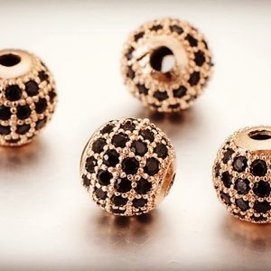 SPACER BEADS - 10mm Rhinestone Copper ROSE-GOLD CZ 2pc