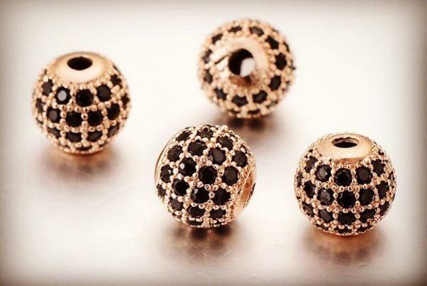SPACER BEADS - 10mm Rhinestone Copper ROSE-GOLD CZ 2pc