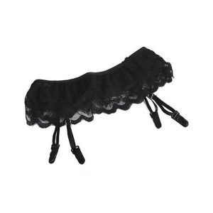 GARTER - BLACK Practical Sexy Floral Lace Garter Belt (ONE SIZE)