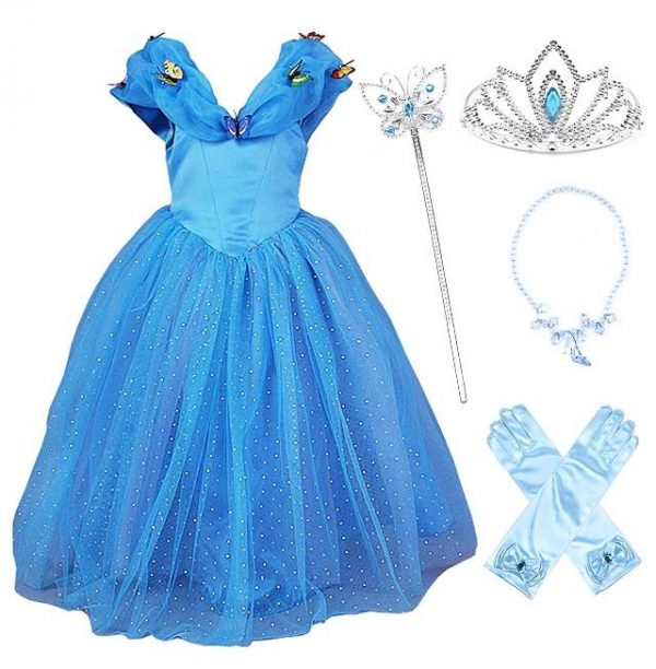 Girls Cinderella Princess Costume Dress with accessories