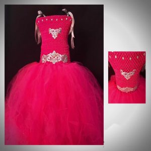 CUSTOM MADE Child Tutu Gown – Girls Pink Princess Sparkle Tutu Gown