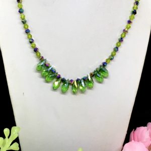 CHILD CRYSTAL BEAD NECKLACE - PURPLE/GREEN PENDANTS
