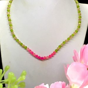 CHILD CRYSTAL BEAD NECKLACE - GREEN/PINK