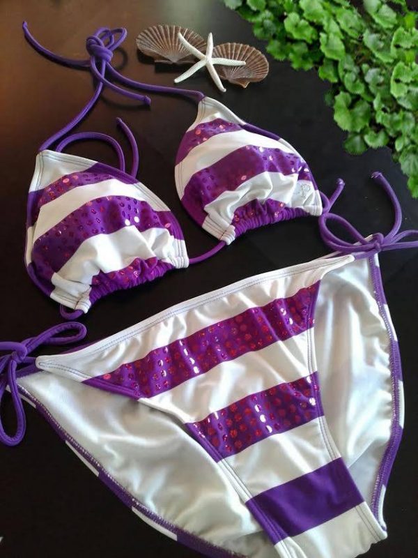 SWIMSUIT – Purple Sequin swimsuit SIZE: LARGE