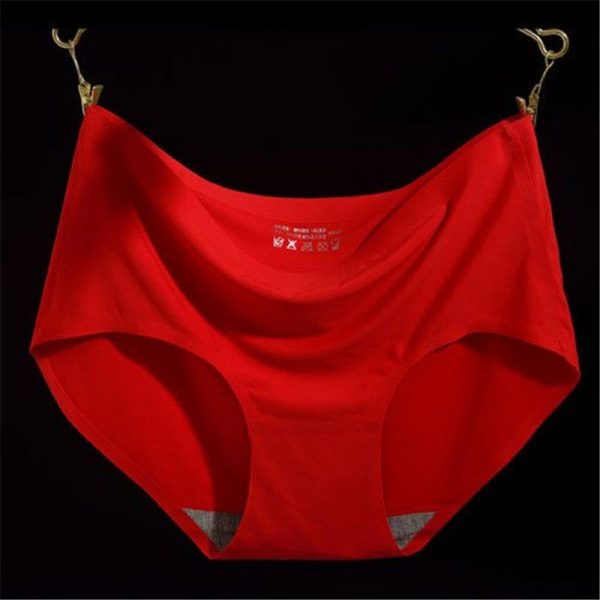 SEAMLESS UNDERWEAR - RED Lycra-Spandex Plain Laser-Cut Underwear