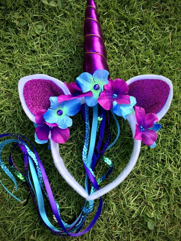 CUSTOM MADE UNICORN HEADBAND - Purple-Turquoise