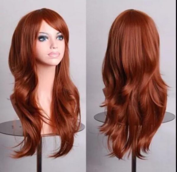 Women’s BROWN long wavy synthetic full wig