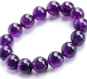 BRACELET - 12mm Natural Stone Purple Amethysts Round Beads