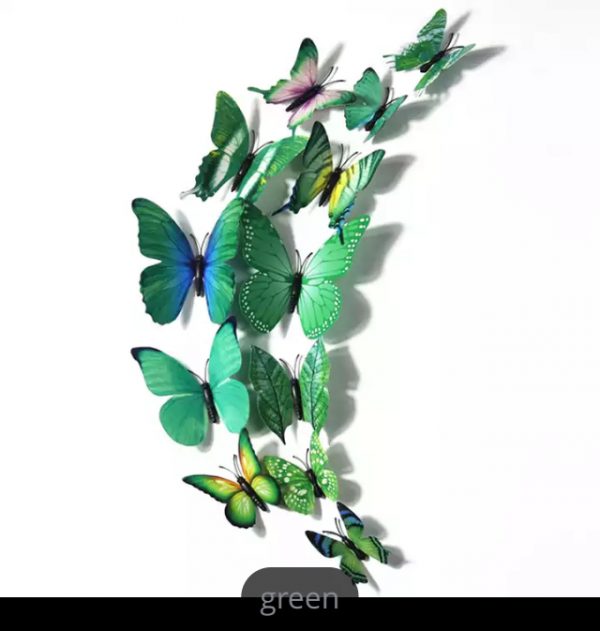 Butterfly Wall Sticker Decoration 3D Single layer – GREEN (M)