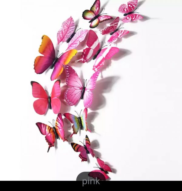 Butterfly Wall Sticker Decoration 3D Single layer – PINK (N)