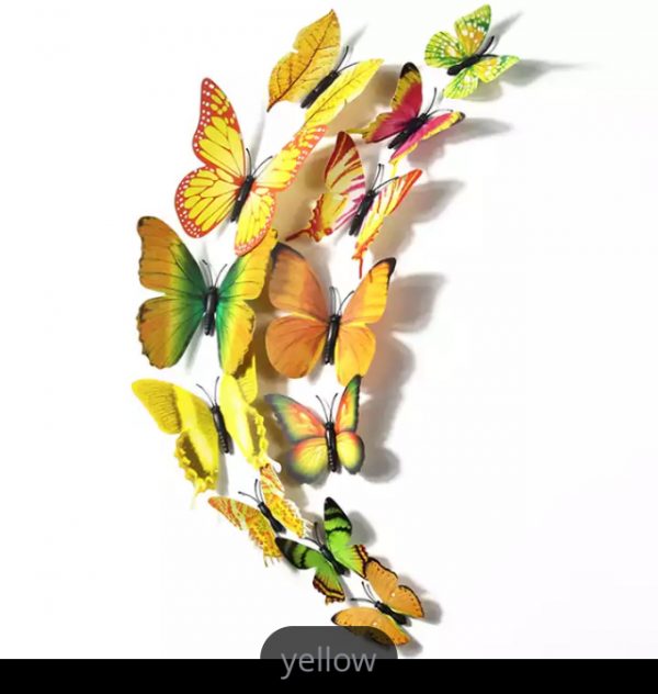 Butterfly Wall Sticker Decoration 3D Single layer – YELLOW (K)