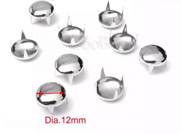 Studs - Round Metal Dome Studs - 20pcs - 12mm - SILVER