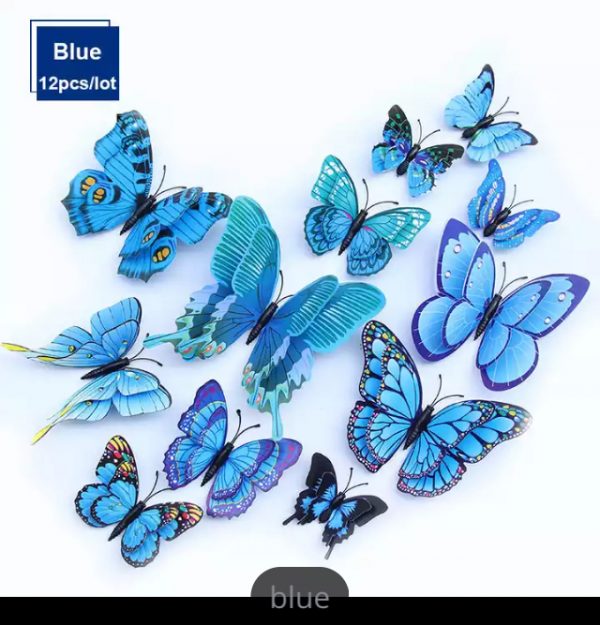 Butterfly Magnet / Wall Sticker Decoration (Double Layer) – NEW BLUE (E)