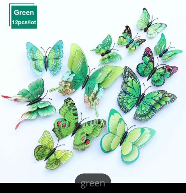 Butterfly Magnet / Wall Sticker Decoration (Double Layer) – NEW GREEN (F)