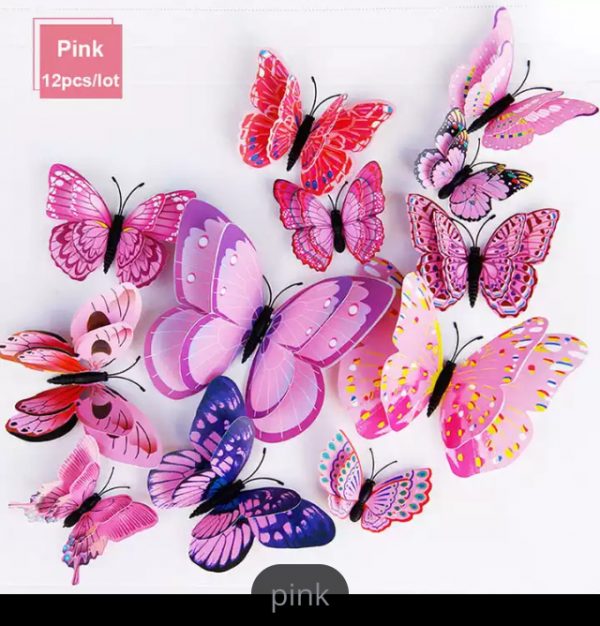 Butterfly Magnet / Wall Sticker Decoration (Double Layer) – NEW PINK (B)