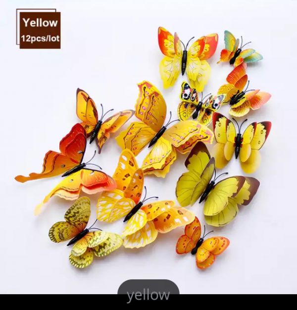 Butterfly Magnet / Wall Sticker Decoration (Double Layer) – NEW YELLOW (W)