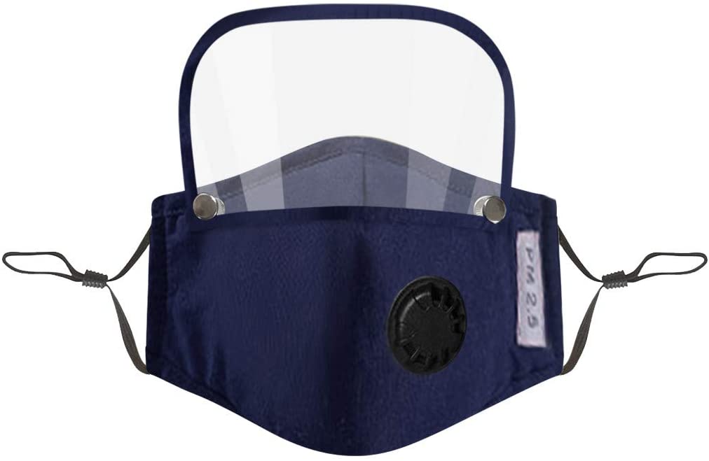ANTI DUST Kids Reusable Face Cotton Mask  with Detachable Eye Shield - ROYAL BLUE - Image 2