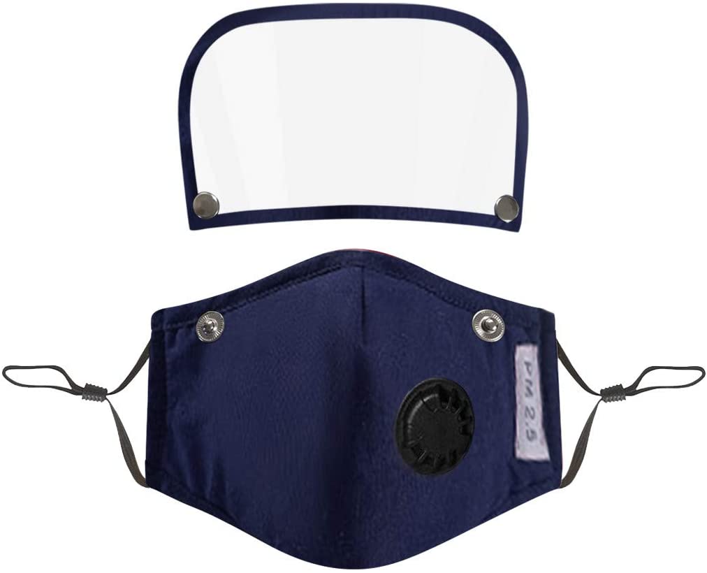 ANTI DUST Kids Reusable Face Cotton Mask  with Detachable Eye Shield - ROYAL BLUE - Image 3