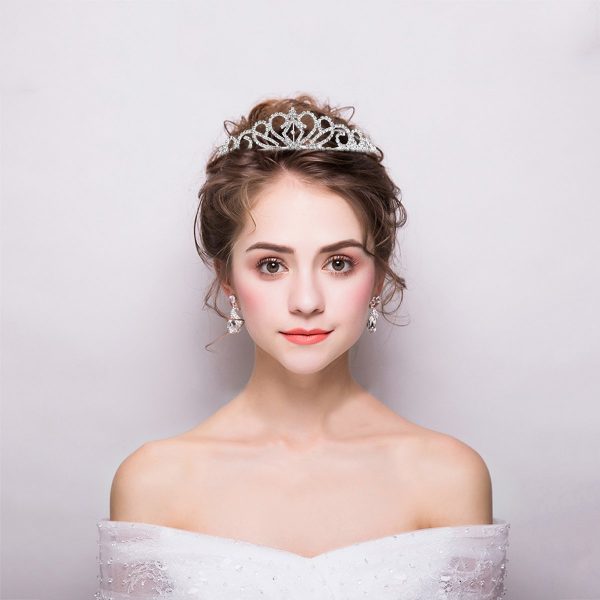 SILVER - Crystal Rhinestones Tiara Headband Comb Pin - Image 4