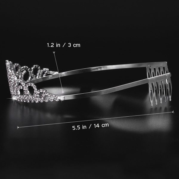 SILVER - Crystal Rhinestones Tiara Headband Comb Pin - Image 3