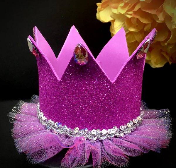 CUSTOM MADE Tutu Tiara - BARBIE PINK Girls Glitter Tutu Tiara (LARGE) - Image 2