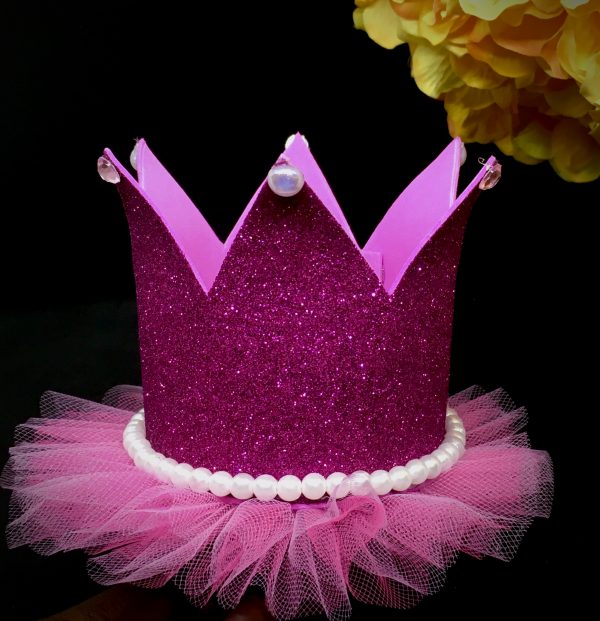 CUSTOM MADE Tutu Tiara - FUCHSIA Girls Glitter Tutu Tiara (LARGE)