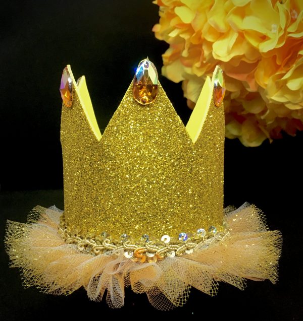 CUSTOM MADE Tutu Tiara - GOLD Girls Glitter Tutu Tiara (LARGE)