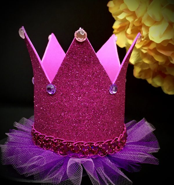 CUSTOM MADE Tutu Tiara - HOT PINK Girls Glitter Tutu Tiara (SMALL)